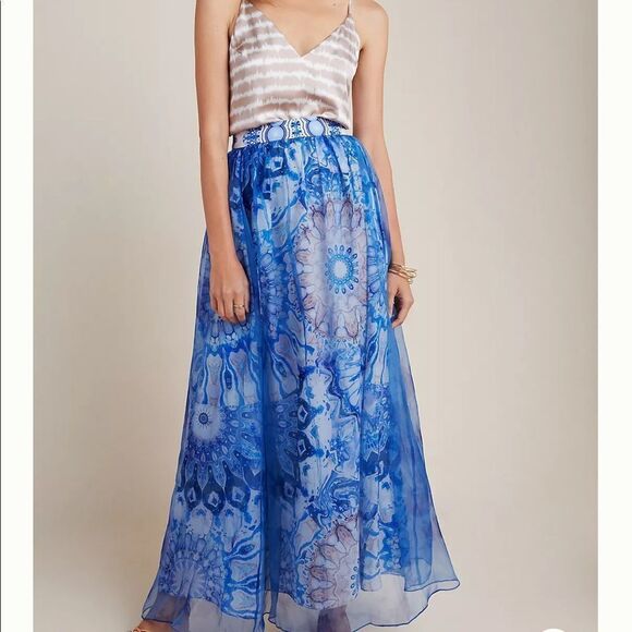 New Anthropologie Siddhartha Bansal Swetha Silk Maxi Skirt Large #024 - Picture 1 of 4